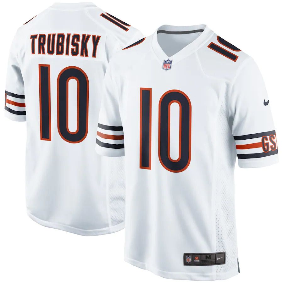 Men Chicago Bears #10 Mitchell Trubisky Nike White Game Player NFL Jersey